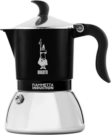 Bialetti Fiammetta Cafetera de inducción, 4 tazas (150 ml), Apto para todos los fuegos, Diseño elegante, Negro